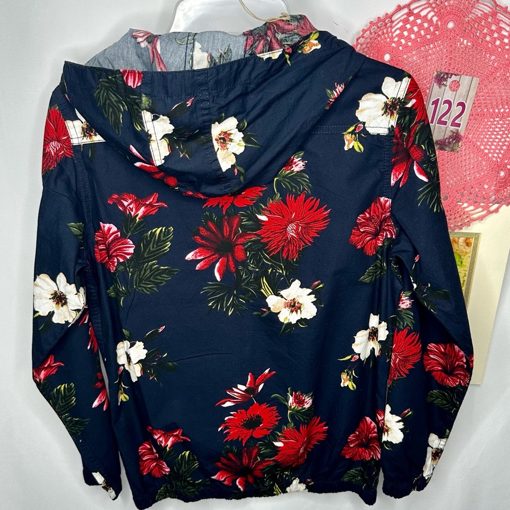NWT Denim&Flower Ricky Singh Kids Navy Tropical Floral Hoodie Jacket Kids - Picture 3 of 15